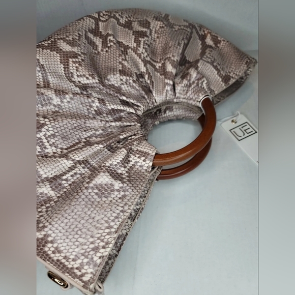 Urban Expression Vegan Leather Snake Print Moon Satchel In Nude NWT - Picture 7 of 7